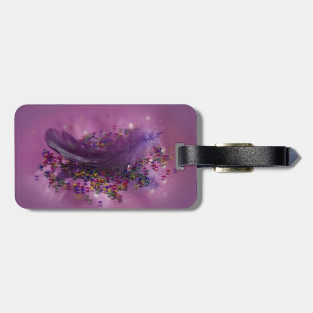 Purple Fairys Feather Luggage Tag (Back Horizontal)