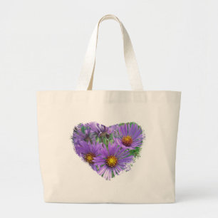 Purple Fall Asters Wildflower Matching Items Large Tote Bag