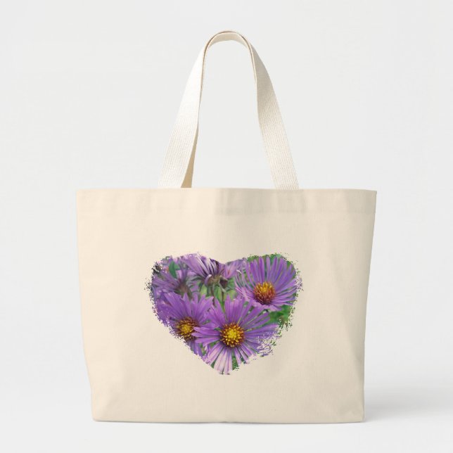 Purple Fall Asters Wildflower Matching Items Large Tote Bag (Front)