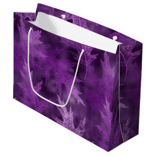 PURPLE FALL AUTUMN LEAVES LARGE GIFT BAG