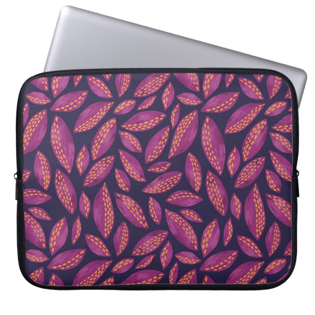 Purple Fall Autumn Leaves Pattern Laptop Sleeve (Front)