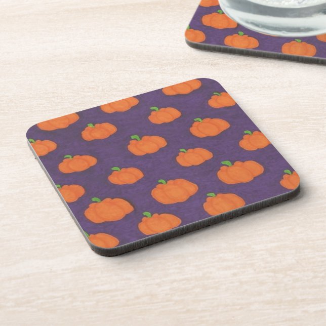 Purple Fall Pumpkin Pattern Coaster (Left Side)