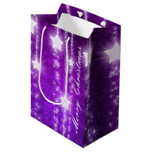 Purple Falling Stars Holiday Gift Bag