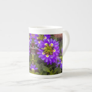 Purple Fan-Flower Bone China Mug