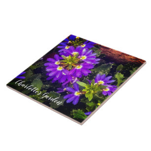 Purple Fan-Flower Ceramic Tile