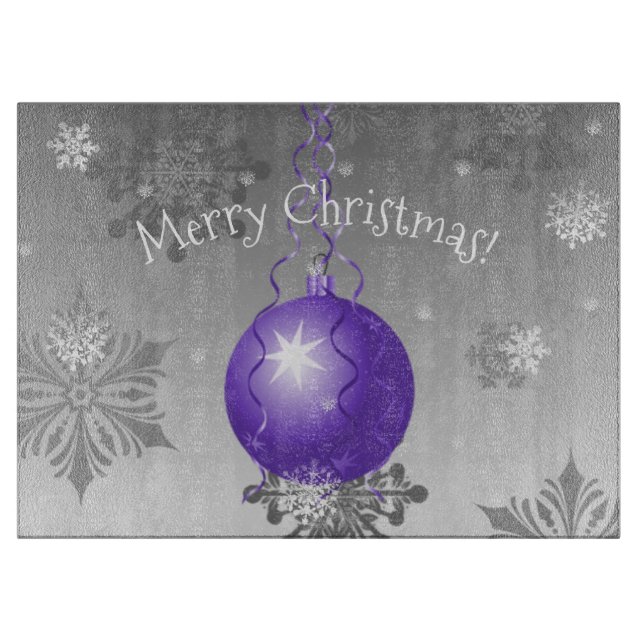 Purple Fancy Christmas Ornament Cutting Board (Front)
