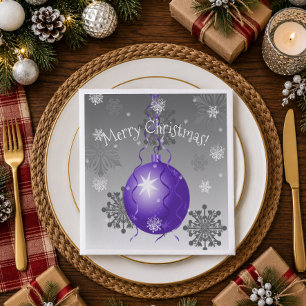 Purple Fancy Christmas Ornament Paper Napkin