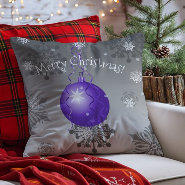 Purple Fancy Christmas Ornament Throw Pillow (Purple Fancy Christmas Ornament Throw Pillow)
