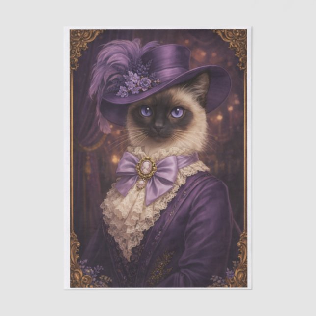 Purple Fancy Kitty  Tissue Paper (Front)