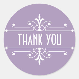 Purple Fancy Ornamental Thank You Stickers