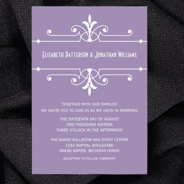 Purple Fancy Ornamental Wedding Invite (Purple Fancy Ornamental Wedding Invitation)