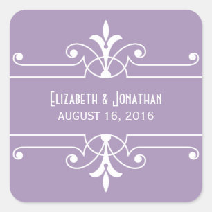 Purple Fancy Ornamental Wedding Stickers