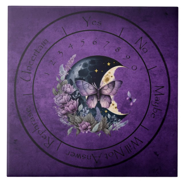 Purple Fantasy Butterfly Pendulum  Ceramic Tile (Front)