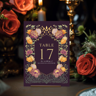 Purple Fantasy Enchanted Garden Wedding Table Number