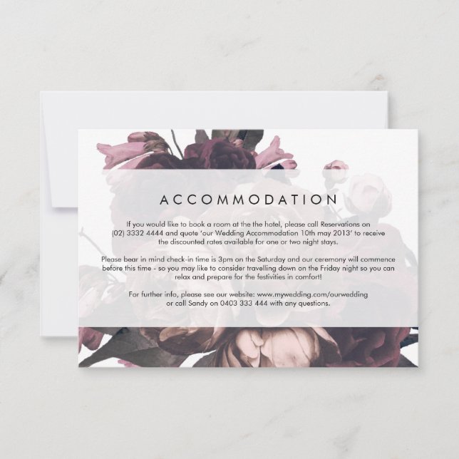 Purple Fantasy Floral Rose Wedding Detail Card (Front)