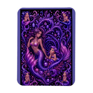 Purple Fantasy Mermaid Duo Ocean Dream Art Magnet