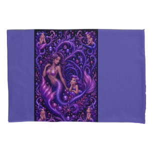 Purple Fantasy Mermaid Duo Ocean Dream Art  Pillowcase