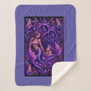 Purple Fantasy Mermaid Duo Ocean Dream Art  Sherpa Blanket
