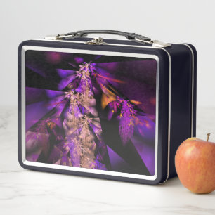 Purple fantasy - modern fractal  metal lunch box