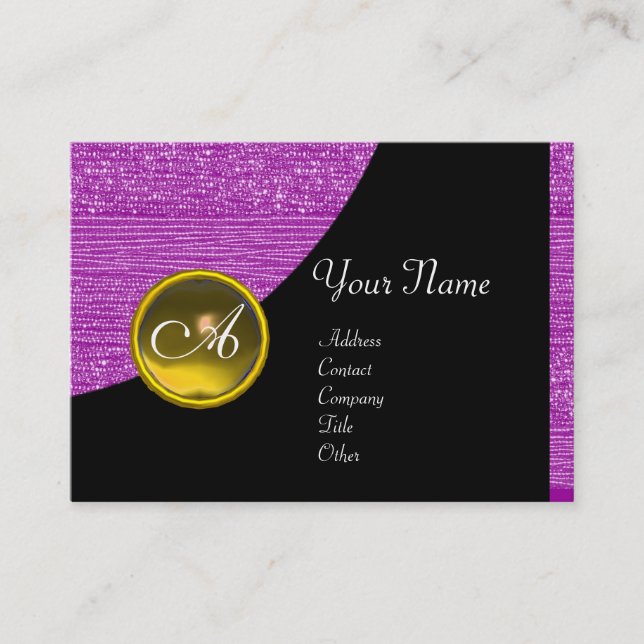 PURPLE FASHION BEADS MONOGRAM ,yellow topaz Business Card (Front)