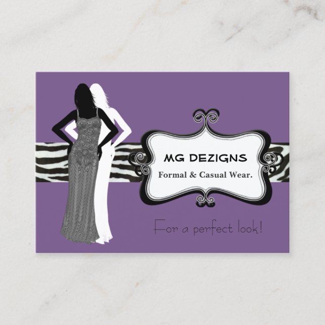 purple fashion boutique Business Cards (Front)