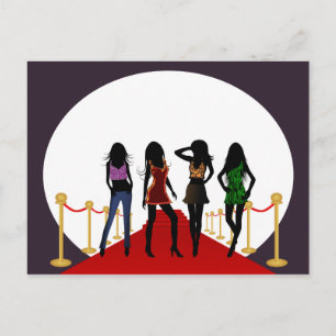 Purple Fashion Girls on the Red Carpet Postcard