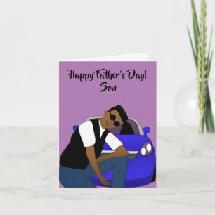 Purple Father's Day Son African American Card