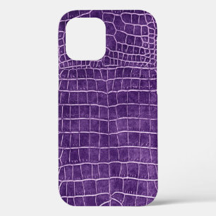 Purple Faux Crocodile Leather iPhone 12 Case