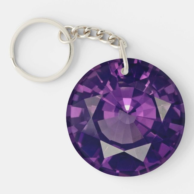 Purple Faux Diamond Acrylic Keychain (Front)