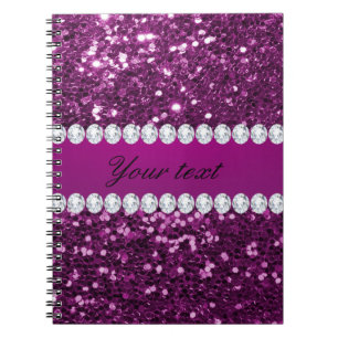 Purple Faux Glitter and Diamonds Notebook