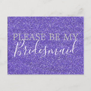 Purple Faux Glitter Bridesmaid Proposal Invitation Postcard