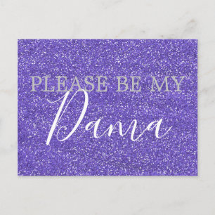 Purple Faux Glitter Dama Quinceanera Proposal Invitation Postcard