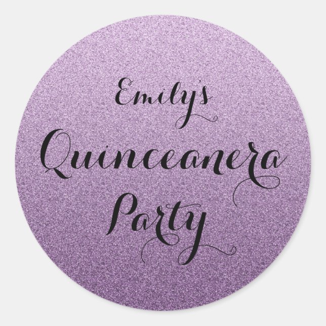 Purple Faux  Glitter Ombre Quinceanera Sticker (Front)