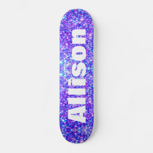 Purple Faux Glitter Personalized Girls Skateboard