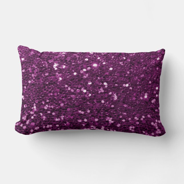 Purple Faux Glitter Sparkles Lumbar Cushion (Front)