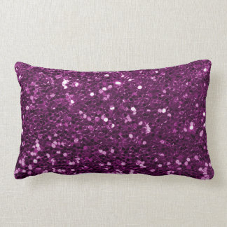 Purple Faux Glitter Sparkles Lumbar Cushion