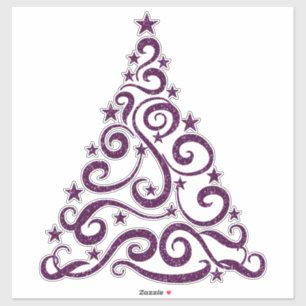 Purple Faux Glitter Swirl Christmas Tree