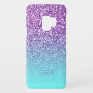 Purple Faux Glitter Turquoise Ombre Case-Mate Samsung Galaxy S9 Case