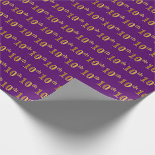 Purple, Faux Gold 10th (Tenth) Event Wrapping Paper
