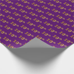 Purple, Faux Gold 10th (Tenth) Event Wrapping Paper