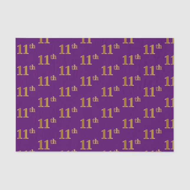Purple, Faux Gold 11th (Eleventh) Event Tissue Paper (Front)