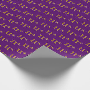 Purple, Faux Gold 11th (Eleventh) Event Wrapping Paper