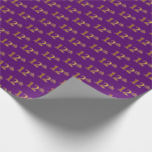 Purple, Faux Gold 12th (Twelfth) Event Wrapping Paper