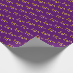 Purple, Faux Gold 16th (Sixteenth) Event Wrapping Paper