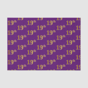 Purple, Faux Gold 19th (Nineteenth) Event Tissue Paper