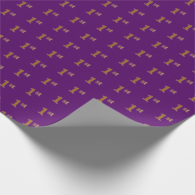 Purple, Faux Gold 1st (First) Event Wrapping Paper (Corner)