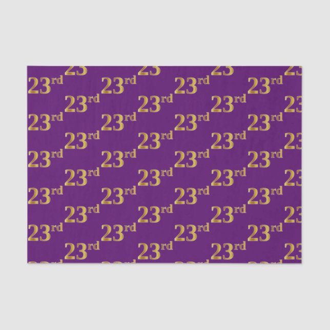 Purple, Faux Gold 23rd (Twenty-Third) Event Tissue Paper (Front)