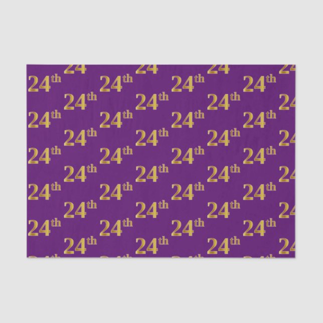 Purple, Faux Gold 24th (Twenty-Fourth) Event Tissue Paper (Front)