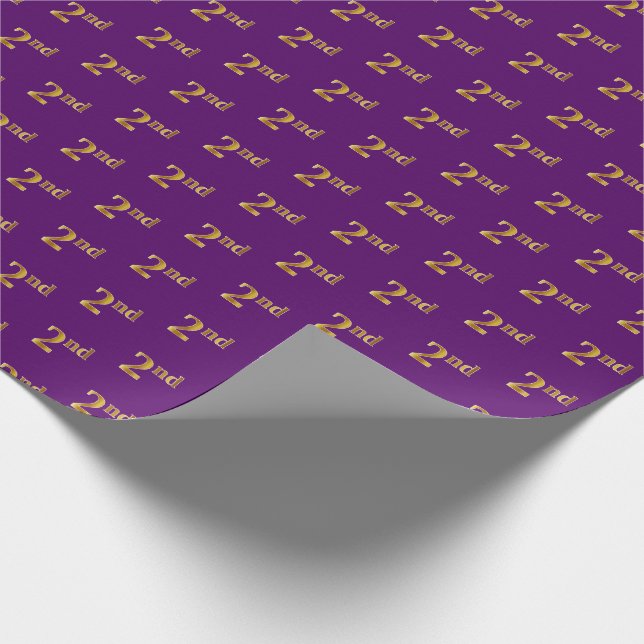 Purple, Faux Gold 2nd (Second) Event Wrapping Paper (Corner)