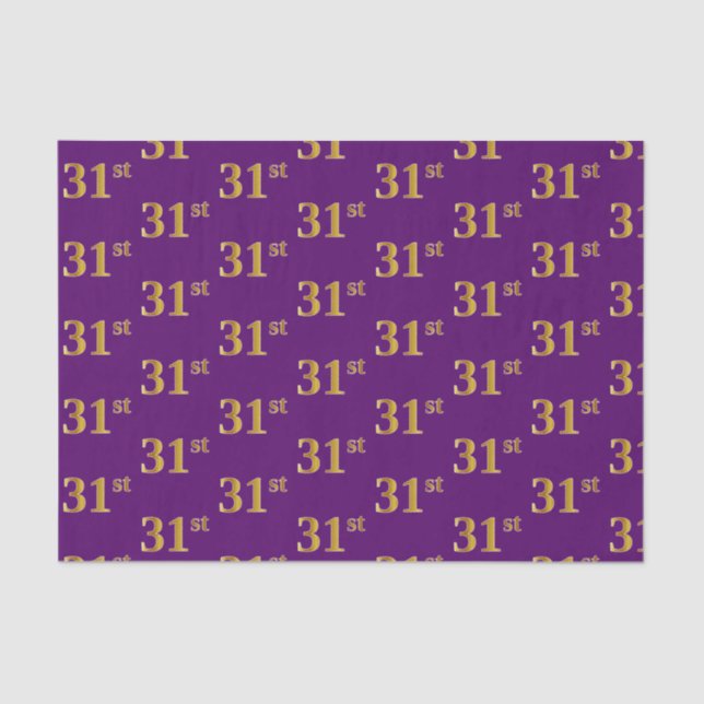 Purple, Faux Gold 31st (Thirty-First) Event Tissue Paper (Front)